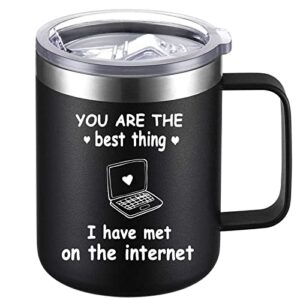 dronea coffee mug stainless steel insulated travel mug with handle funny gifts for him mens, unique gifts for boyfriend, husband on mothers day, anniversary, birthday (black)