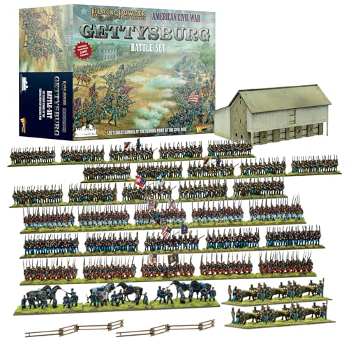 Wargames Delivered - Black Powder Epic Battles - American Civil War Gettysburg Battle Set 12.5mm Miniatures, 16 Regiments, 6 Dice, Digital Bundle, Flag - WW2 Action Figure Model Kit by Warlord Games