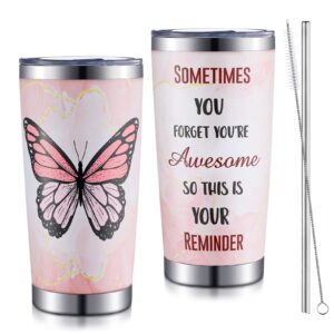 funtery valentine's day gifts 20 oz pink butterfly tumbler gifts for women nana inspirational birthday gifts from daughter son mom gifts mother's day pink gifts thank you for mom friends wife