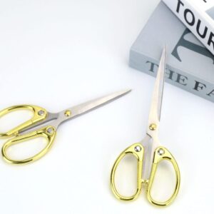 SMAROICE 2-Pack （6.2" & 5.4"）Gold Scissors for Office Stainless Steel Office Scissors for desk, Multipurpose Scissors for Home Office School