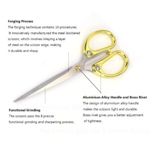 SMAROICE 2-Pack （6.2" & 5.4"）Gold Scissors for Office Stainless Steel Office Scissors for desk, Multipurpose Scissors for Home Office School