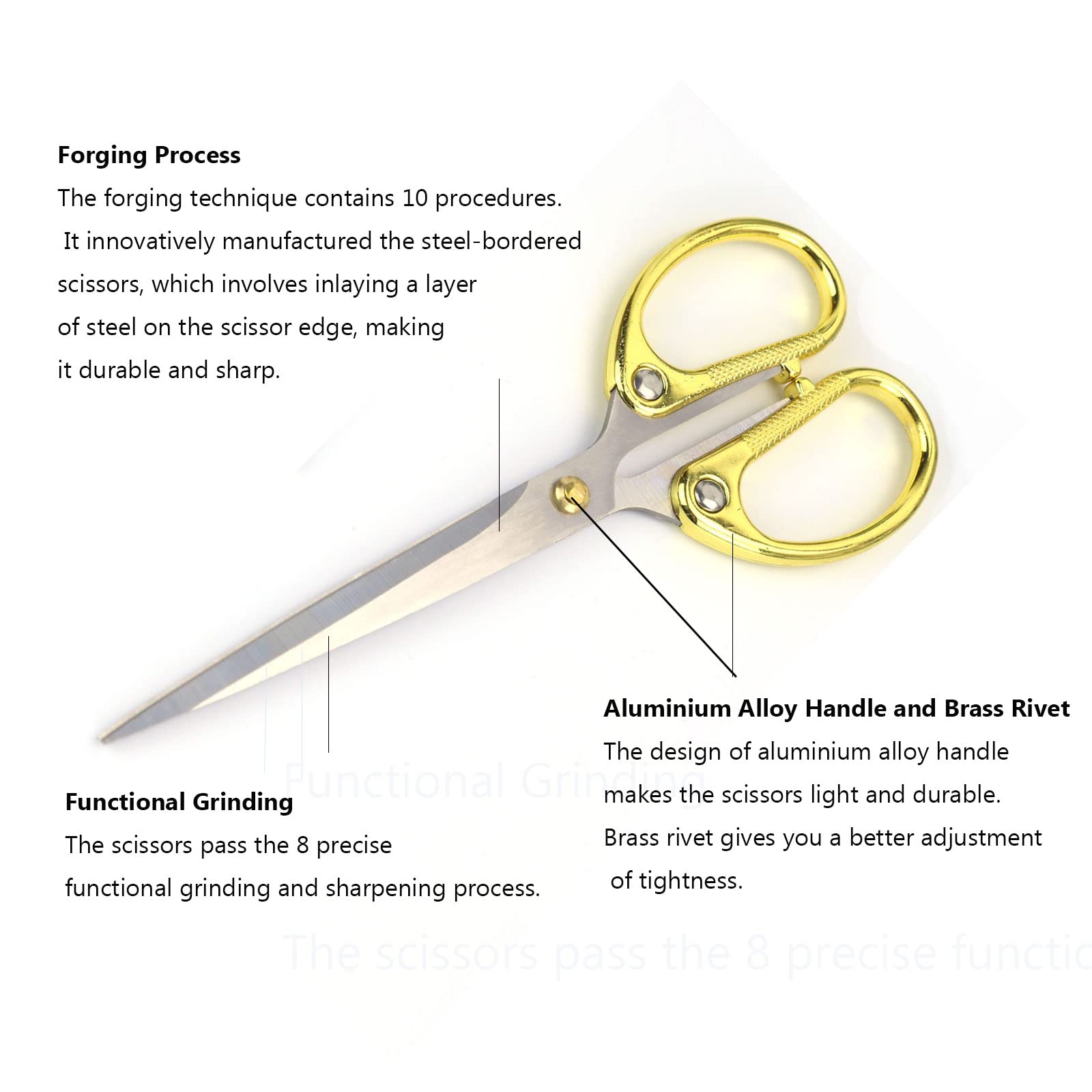 SMAROICE 2-Pack （6.2" & 5.4"）Gold Scissors for Office Stainless Steel Office Scissors for desk, Multipurpose Scissors for Home Office School