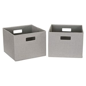 household essentials fabric storage bins 2 piece set, strong poly-woven fabric, sturdy chipboard sides