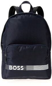 boss men's contrast stripe logo polyester backpack, admiral blue, one size