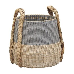 household essentials, natural and gray cattail and paper terra basket