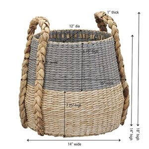 Household Essentials, Natural and Gray Cattail and Paper Terra Basket