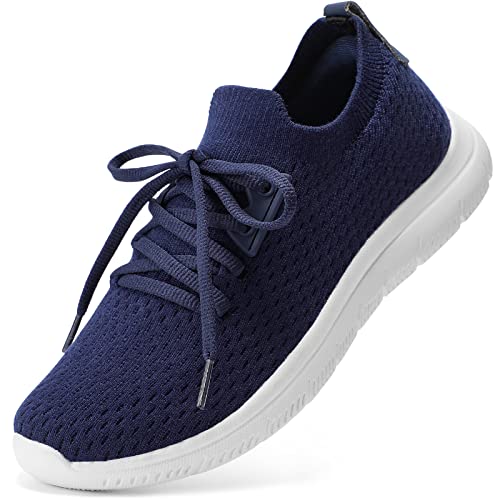 STQ Walking Shoes Women Lightweight Slip on Tennis Sneakers with Arch Support for Gym Workout Athletic, Navy US 8