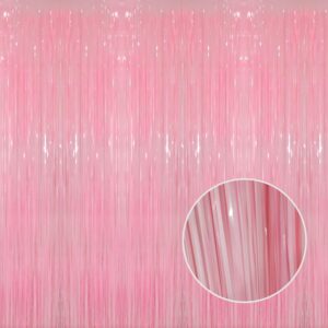 goer 3.2 ft x 8.2 ft metallic tinsel foil fringe curtains party photo backdrop party streamers for birthday,graduation,new year eve decorations wedding decor(1 pack,candy pink)