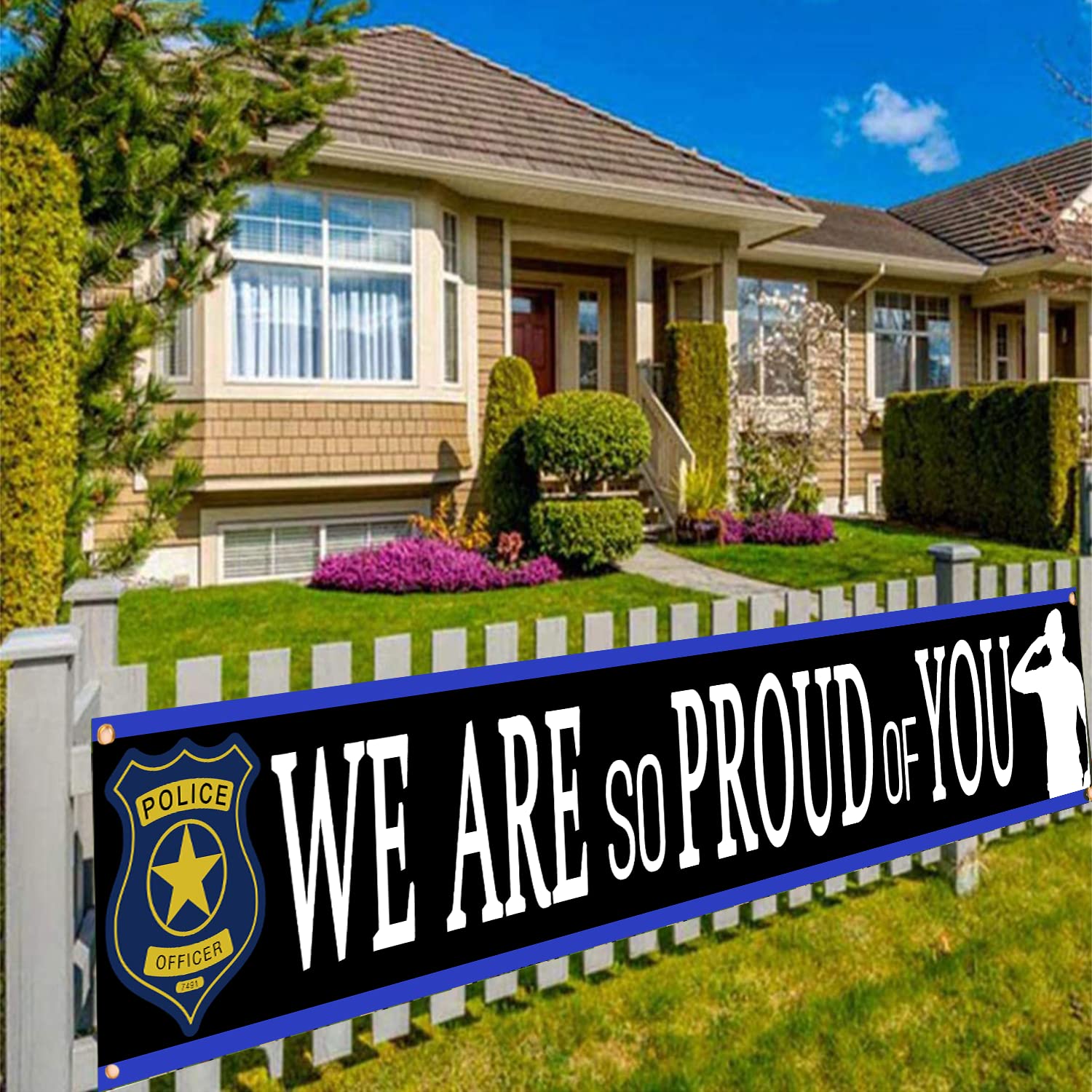 Police Theme We Are So Proud Of You Backdrop Banner,Police Retirement Party Birthday Party Decoration