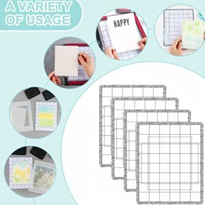 4 PCS Sticky Non-Slip Flexible Gridded Stamp Mats Grid Sheets Low Stick Mat Multi-Use Low Tack Mat,Stick and Stamp Adhesived Sheet Scrapbooking Craft Accessory