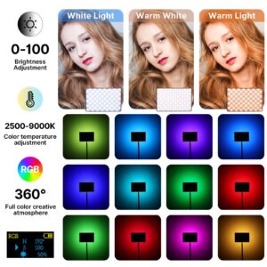 ULANZI LT003 RGB Video Light, 15W Portable LED Panel with 2100 Lumens, 10" Video Light Dimmable 2500K-9000K, Built-in 8000mAh Battery and USB Charger, CRI>95 for DSLR Camera Video Photography