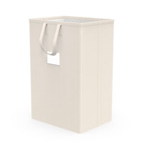75l large laundry hamper with handles, dirty clothes hamper for bedroom waterproof, freestanding tall laundry basket waterproof, hamper for bedroom, bathroom, dorm, toys storage(ivory）