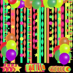 60pcs neon balloons glow in the dark balloons neon fluorescent balloons for blacklight party birthday wedding supplies