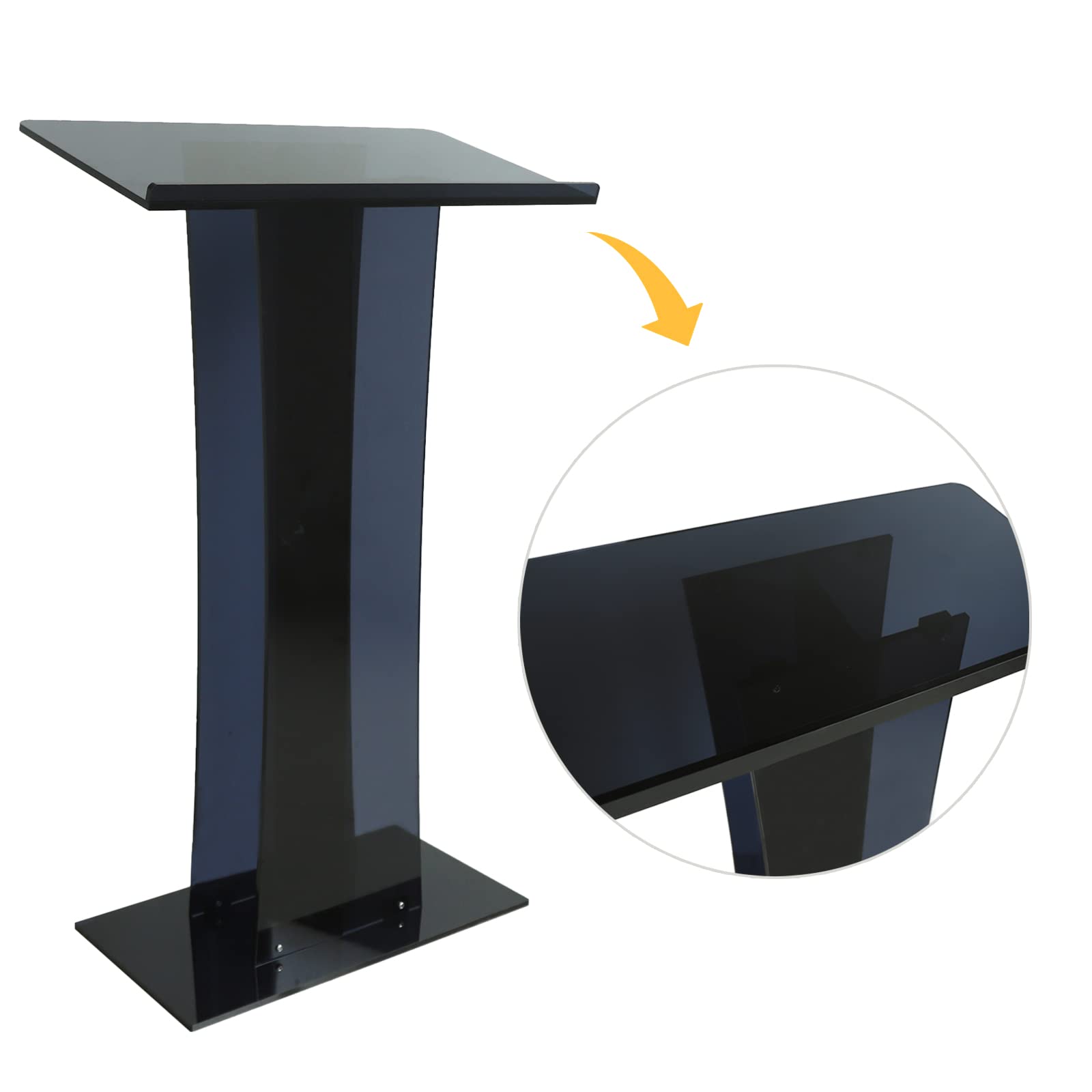 CNCEST Acrylic Podium Podium Stand Church Pulpit Acrylic Podium Stand Clear Podium Lecterns Lectern Podium Stand Board Pulpit School(Black one)