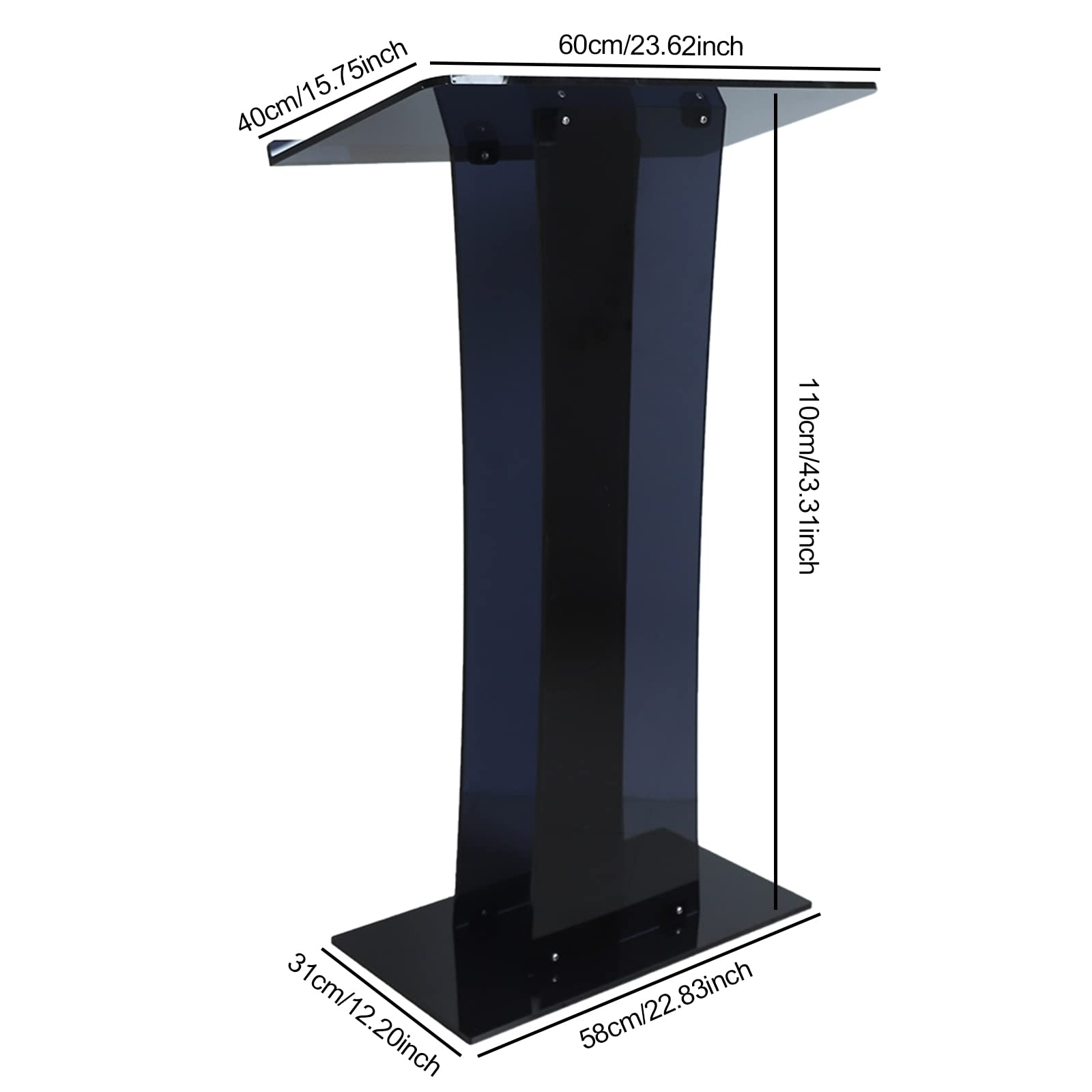 CNCEST Acrylic Podium Podium Stand Church Pulpit Acrylic Podium Stand Clear Podium Lecterns Lectern Podium Stand Board Pulpit School(Black one)