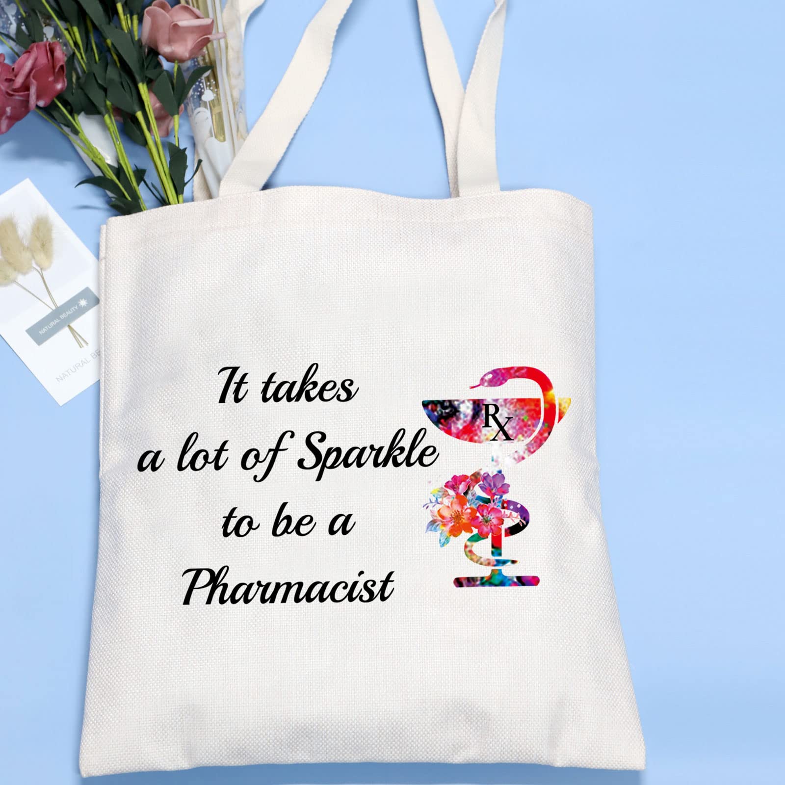 VAMSII Pharmacist Tote Bag RX Gift Pharmacy Technician Gift Pharmacy Reusable Shopping Bag Doctor RX Student Graduation Gift (TOTE BAG)