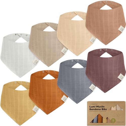 8-Pack Muslin Bibs, Baby Bibs for Boys, Girls - Bandana Bibs, Muslin Baby Bibs, Baby Girl Bibs, Baby Boy Bibs, Baby Drool Bibs, Newborn Bibs, Drooling, Teething Bibs, Infant Bibs, Unisex Bibs (Spice)