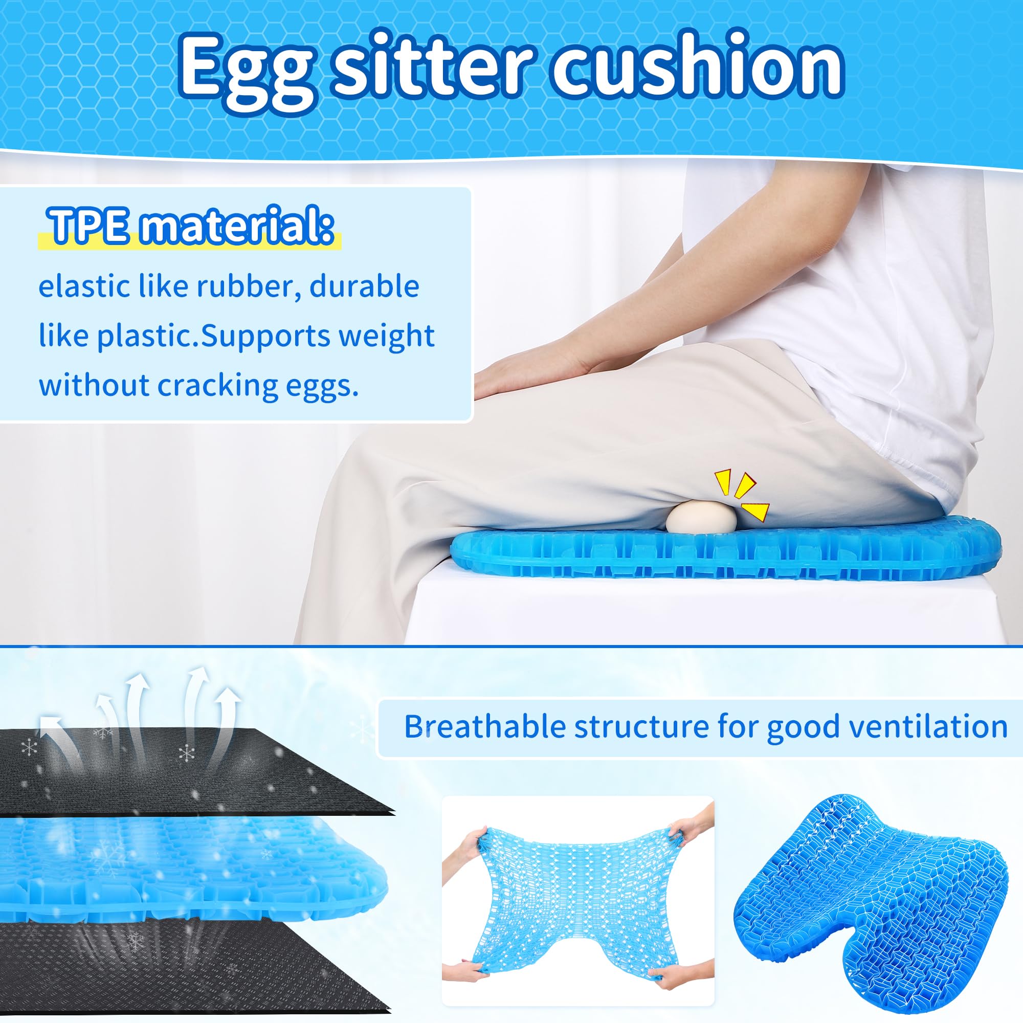 TITIROBA Gel Seat Cushions (Super Large) U-Shaped Soft Chair Pad with Non-Slip Cover for Hemorrhoids Tailbone Pain Pressure Relief Office Products Car Desk Wheelchair Pregnancy Yoga