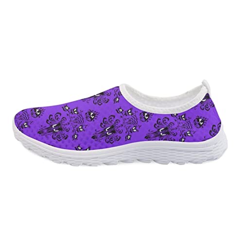 Uourmeti Womens Slip On Sneakers for Running Walking Tennis Shoes Haunted Mansion Halloween Casual Sport Shoes Size 8 Ladies Lightweight Comfort Loagers