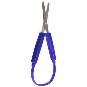 defutay loop scissors colorful looped scissor mini training loop scissors for children, special needs and elderly, easy-open squeeze handles, adaptive design (blue)