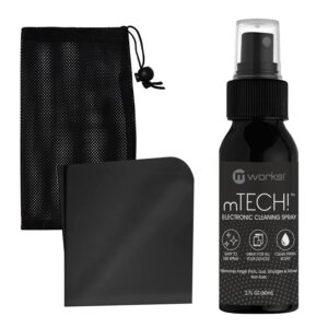 mtech! electronic cleaning kit with spray bottle & cloth [travel size] screen cleaning kit for smartphones, tablets, tvs, laptops and all tech with plush microfiber cloth and screen shine formula