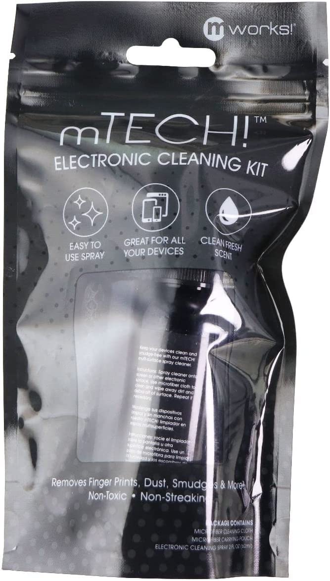 mTech! Electronic Cleaning Kit with Spray Bottle & Cloth [Travel Size] Screen Cleaning Kit for Smartphones, Tablets, TVs, Laptops and All Tech with Plush Microfiber Cloth and Screen Shine Formula