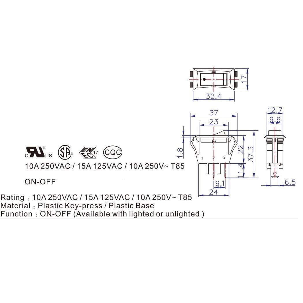 HQRP Red Lighted Rocker Switch ON OFF Compatible with Great Northern Princeton Popper Popcorn Machine NF1044