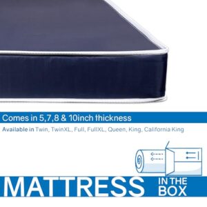 Wayton, 5/7/8/10 Inch Medium Firm Water-Resistance Vinyl Foam Mattress, Easy to Clean, Comfortable & Noise Free, 80" x 30", Blue