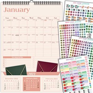 joycolor 2023 wall calendar with pockets - minimalist calendar 2023 monthly wall,16.5 x 11.5", witches calendar with lunar from january 2023 to december 2023, great for planning and organizing