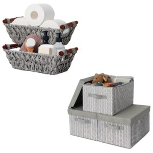 granny says bundle of 3-pack closet storage boxes & 2-pack wicker storage baskets for shelves