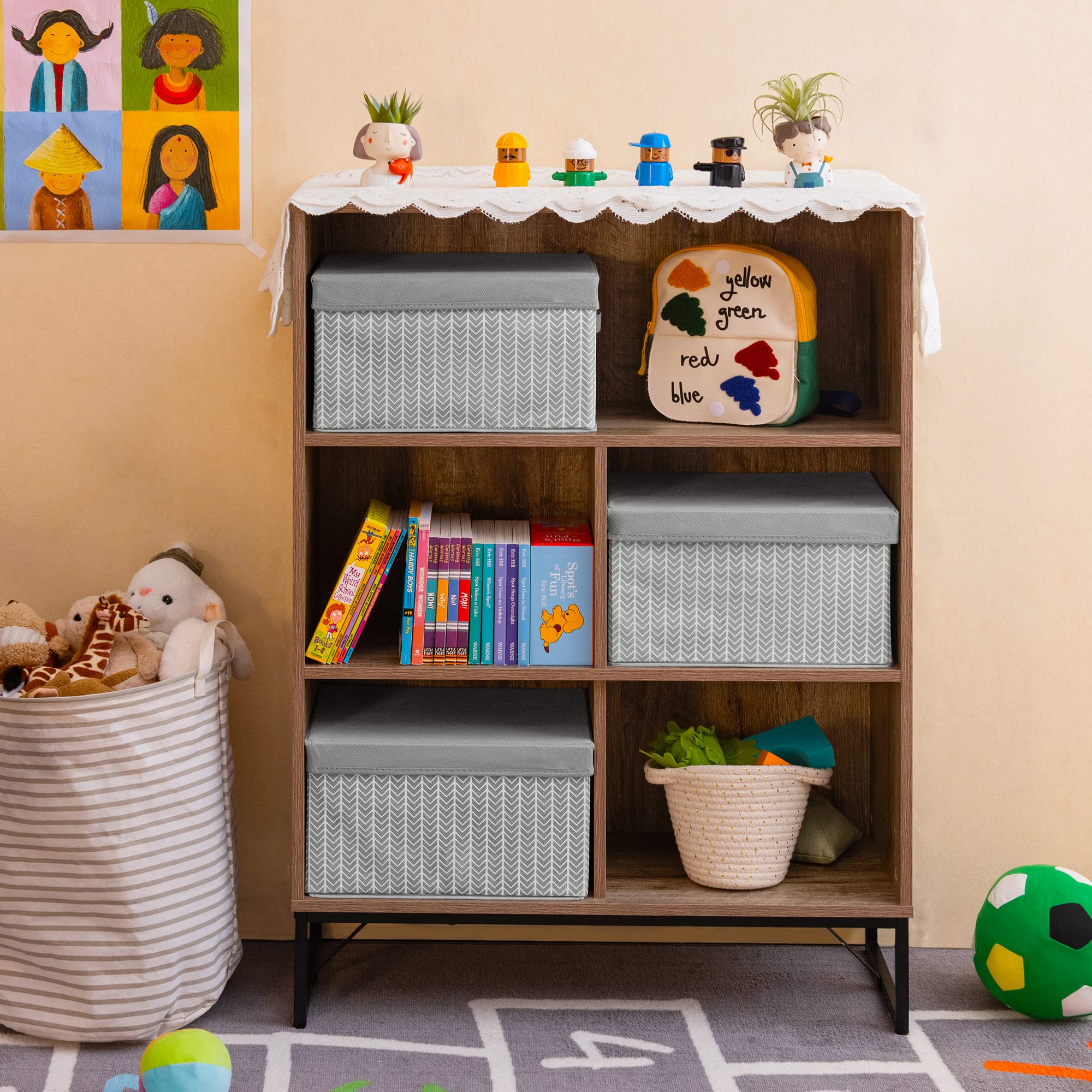 GRANNY SAYS Bundle of 3-Pack Cloth Storage Boxes & 2-Pack Wicker Baskets for Organizing