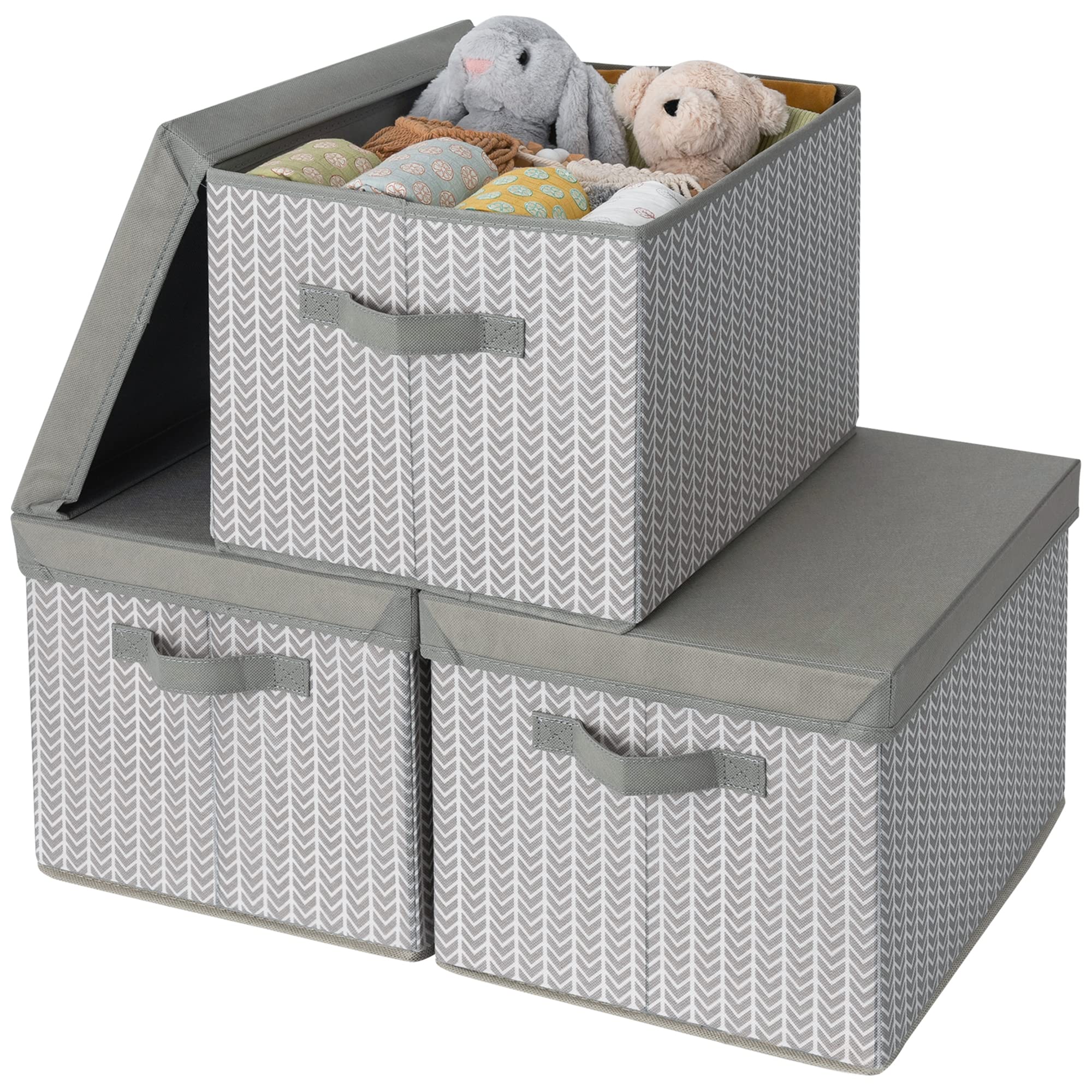 GRANNY SAYS Bundle of 3-Pack Cloth Storage Boxes & 2-Pack Wicker Baskets for Organizing