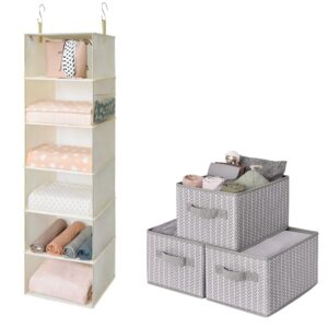 granny says bundle of 3-pack shelf storage baskets & 1-pack closet hanging storage shelves