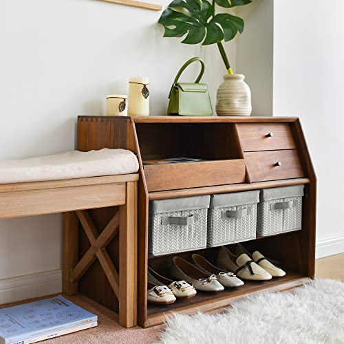 GRANNY SAYS Bundle of 3-Pack Closet Storage Boxes & 2-Pack Wicker Storage Baskets for Shelves