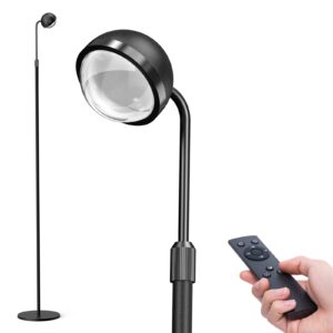 addlon floor lamp for living room, simple design reading floor lamp with remote, dimmable modern lamp for bedroom, adjustable height projector lamps - black