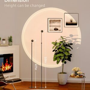 addlon Floor lamp for Living Room, Simple Design Reading Floor lamp with Remote, dimmable Modern lamp for Bedroom, Adjustable Height Projector Lamps - Black