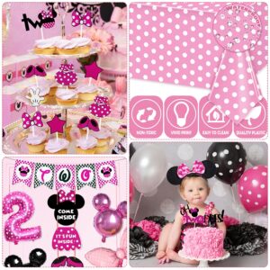 Minnie Mouse Birthday Party Supplies Twodles 2nd Two Pink Mouse Party Decorations For Girl Baby Shower Pack (112 Pcs Including Backdrop, Tablecloth, Headband, Balloons Garland Arch Kit) (Twodles)