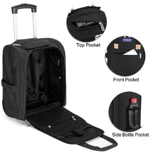 17x13x8 Inches JetBlue Airlines Rolling Personal Item Underseat Travel Bag - Suitable for Major Airlines including Spirit, Jetblue, Frontier, and American - Duffel Bag Design (Black)