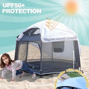 Large Pop Up Children Playpen Easy Set-Up Baby Travel Beach Tent Toddler Indoor Play House and Outdoor Play Tent with UPF50+ Kids Bacyard Tent with 6 Stakes