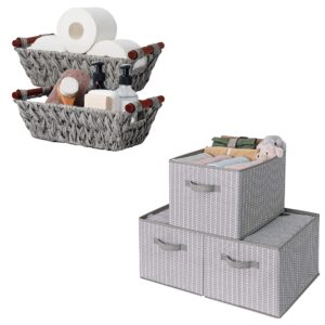 granny says bundle of 3-pack closet storage boxes & 2-pack wicker storage baskets for shelves