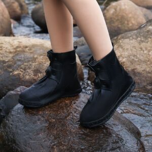 daraekj waterproof shoe covers, reusable rain shoe covers waterproof,non slip durable silicone shoe covers waterproof for men and women (xxxl (women 9.5-11, men 9-10.5), black)