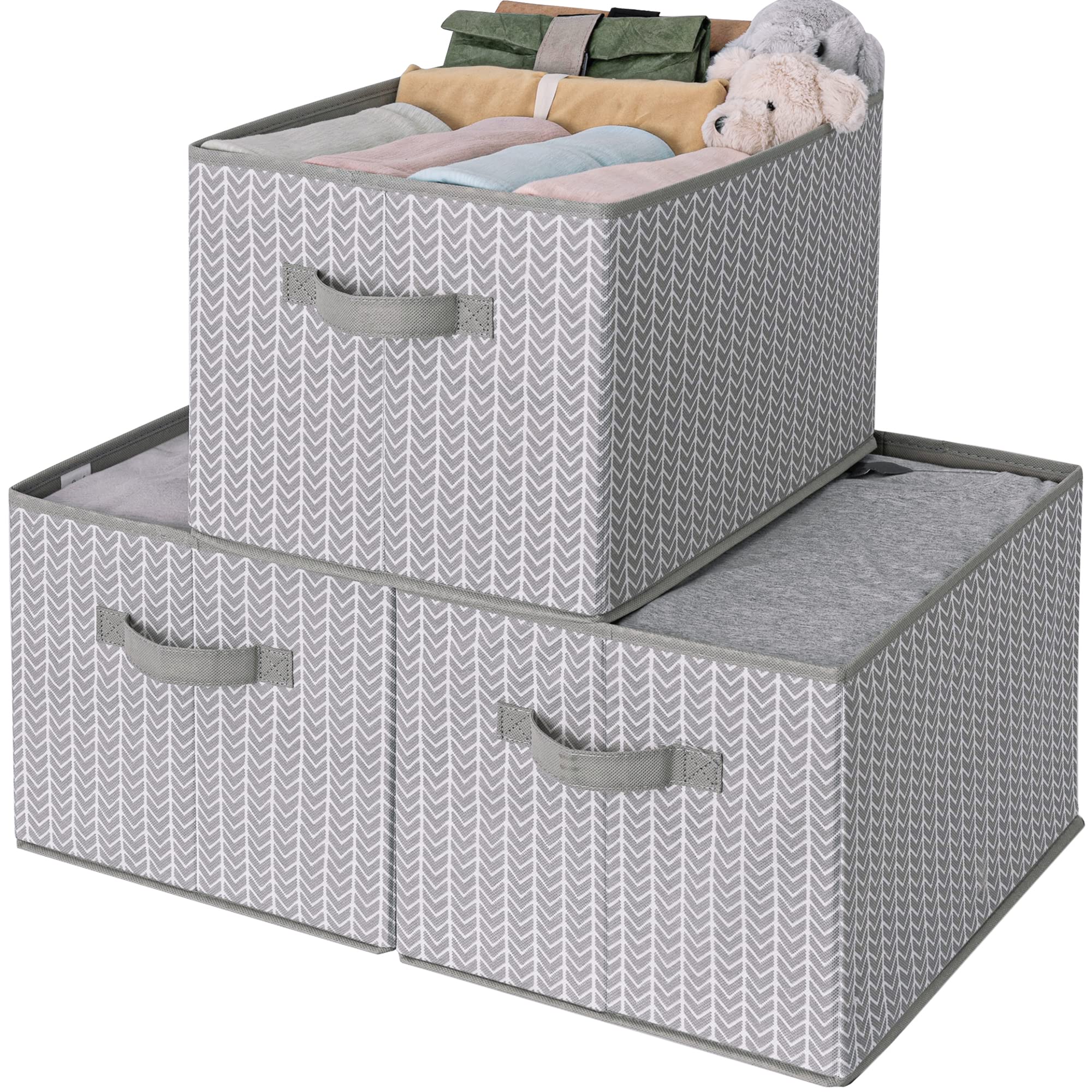 GRANNY SAYS Bundle of 3-Pack Closet Storage Boxes & 2-Pack Wicker Storage Baskets for Shelves
