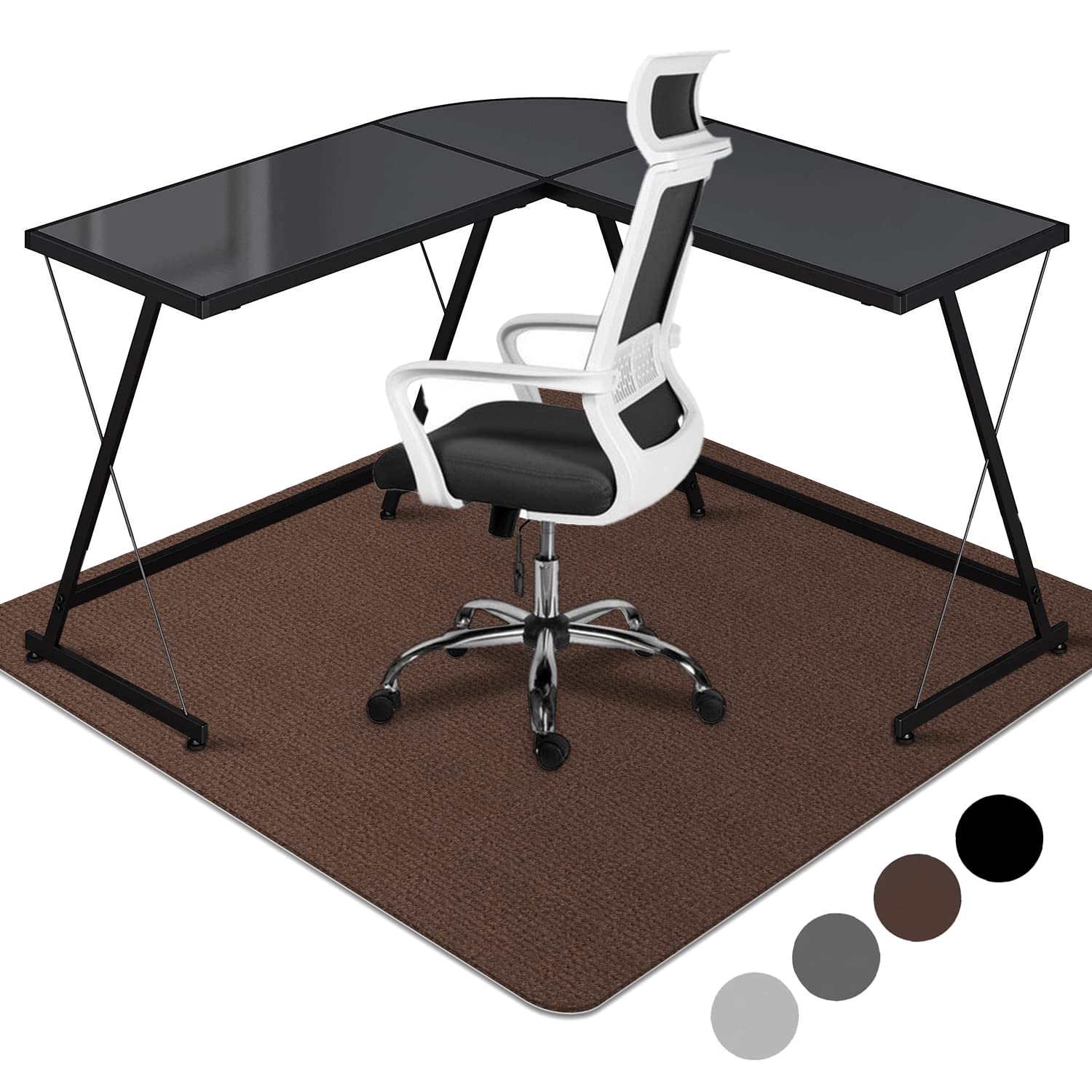 Office Hardwood Floor Chair Mat - Computer Chair Mat for Hardwood Floors, Pad for Hardwood and Tile Floors, Large Anti-Slip Home Desk Chair Mat, Easy Clean, NOT for Carpets, 55" X 63" Black