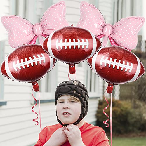 10PCS Football Bowknot Foil Balloons Decorations-Gender Reveal Themed Party Supplies Sport Baby Shower Sport Wedding Birthday Party Favors