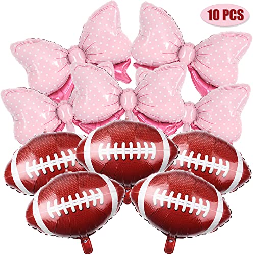 10PCS Football Bowknot Foil Balloons Decorations-Gender Reveal Themed Party Supplies Sport Baby Shower Sport Wedding Birthday Party Favors