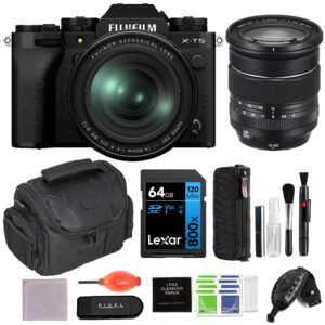 fujifilm x-t5 mirrorless camera with 16-80mm lens (black) bundle with advanced accessories (8 items) | usa authorised with fujifilm warranty | fuji xt5