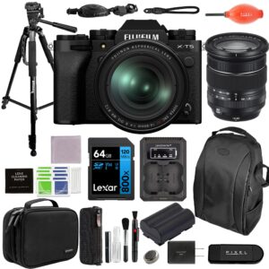 fujifilm x-t5 mirrorless camera with 16-80mm lens (black) bundle with extra battery & charger kit, tripod, backpack, & more (14 items) | usa authorised with fujifilm warranty | fuji xt5