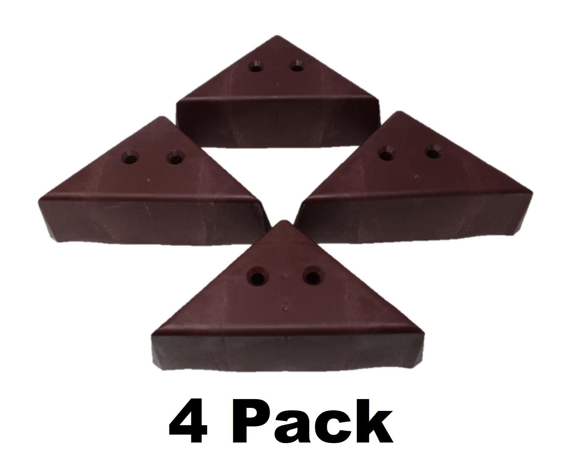 JSP Manufacturing 3" Triangle Plastic Furniture Brown Corner Legs - Sofa Couch Chair Ottoman (4 Legs)