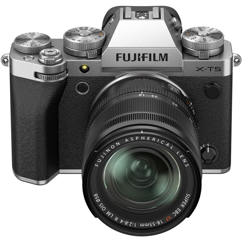 FUJIFILM X-T5 Mirrorless Camera with 18-55mm Lens (Silver) Bundle with Extra Battery & Charger Kit, Tripod, Backpack, & More (14 Items) | USA Authorised with Fujifilm Warranty | Fuji xt5