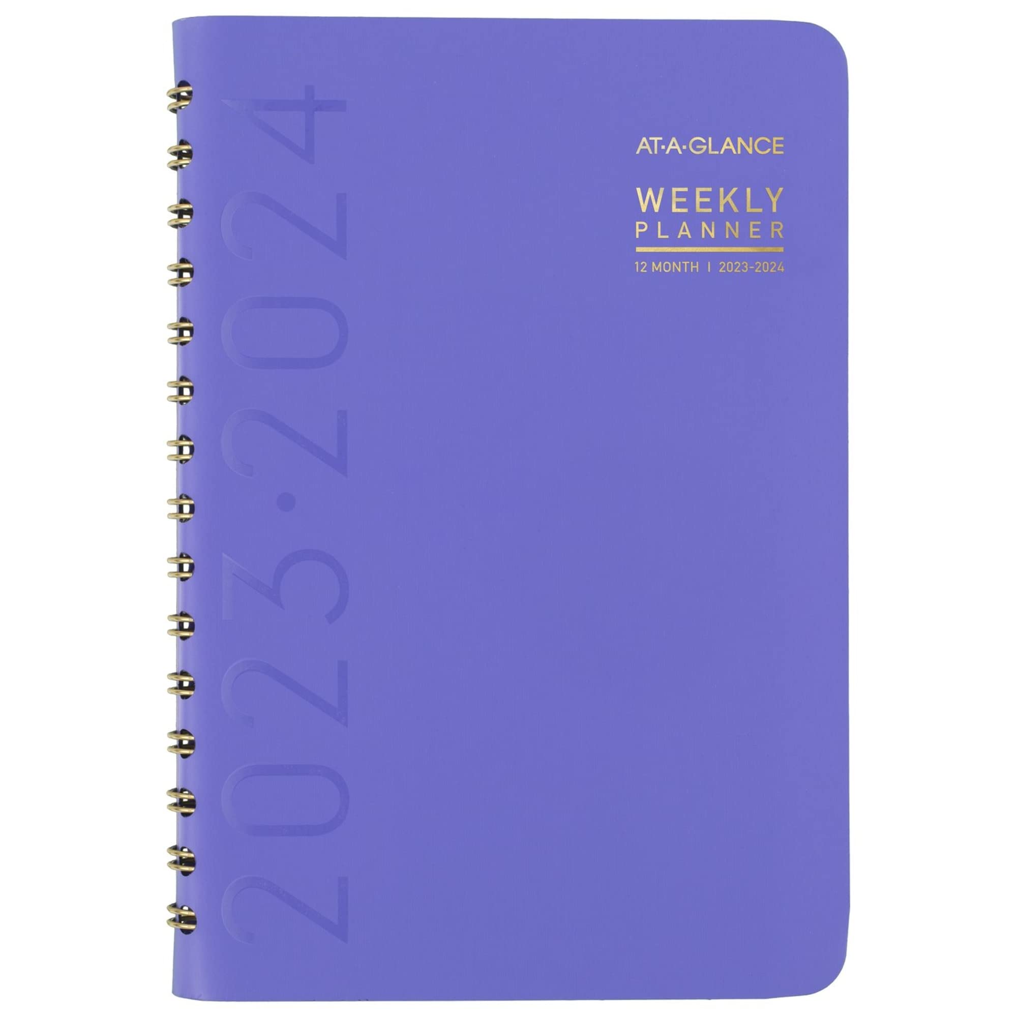 AT-A-GLANCE 2023-2024 Academic Planner, Weekly & Monthly, 5" x 8", Small, Monthly Tabs, Pocket, Flexible Cover, Contemporary, Purple (70101X1824)